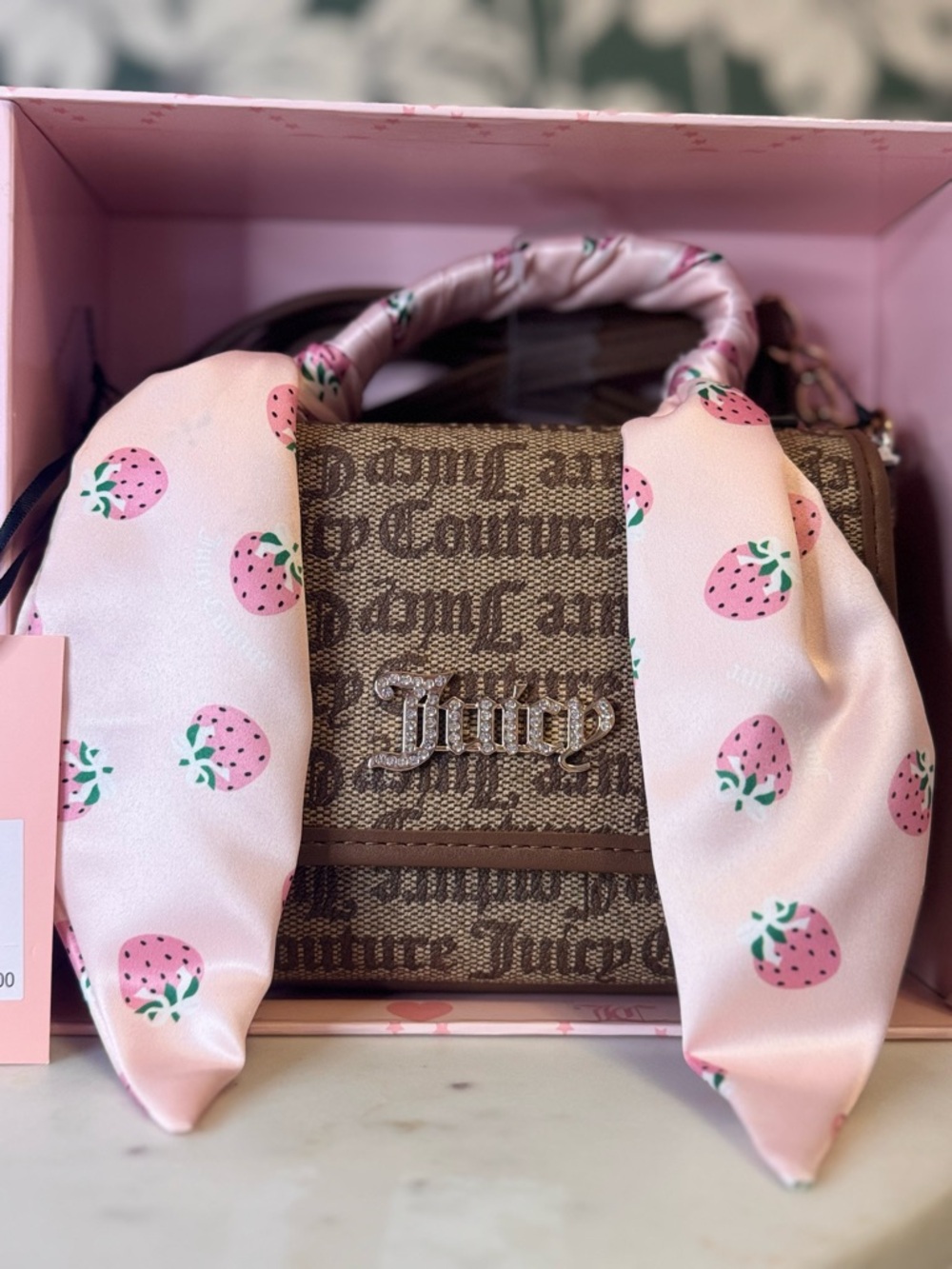 Juicy Couture Pink Strawberry Silk-Handle Crossbody Bag Set - Picture 3 of 6